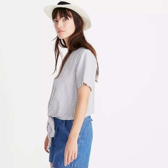 Madewell Novel Tie-Front Top in Stripe - Picture 2 of 7